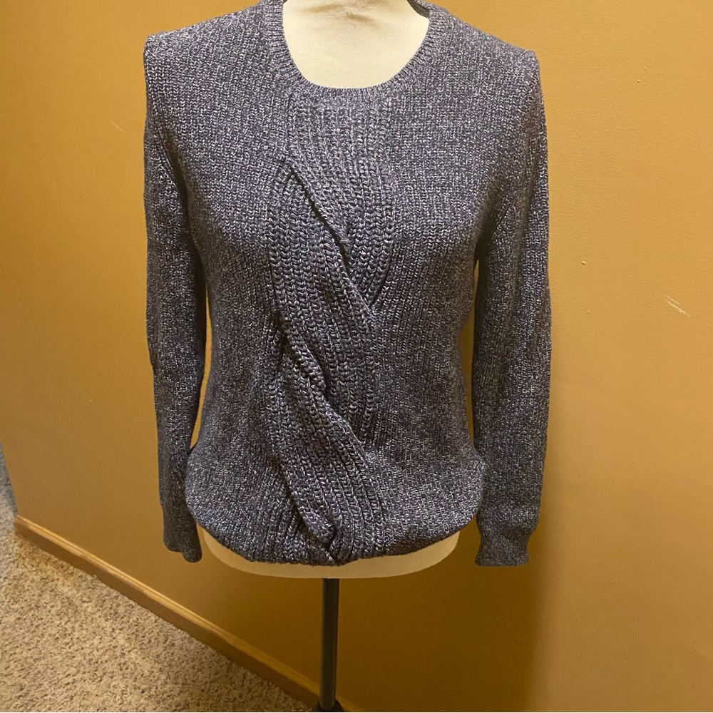 Talbots blue and white chunky sweater sz M